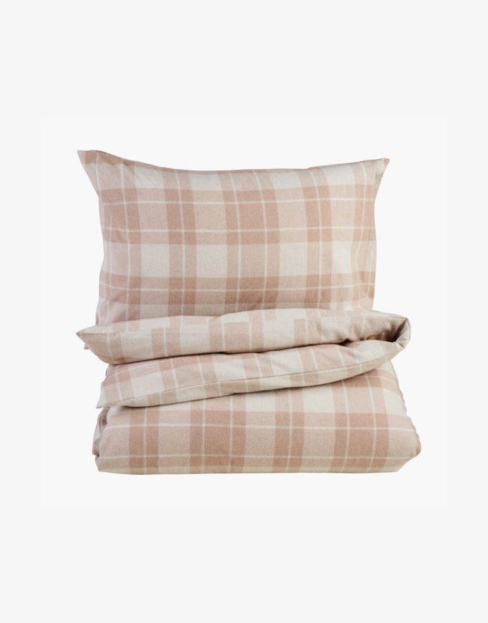 Voodipesukomplekt lõimvärvitud flanell sand - 150x210 cm sand - 1