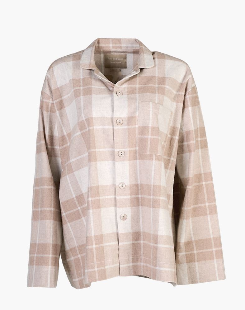 Lõngavärvitud flanellist pidžaamapluus sand - one size sand - 1