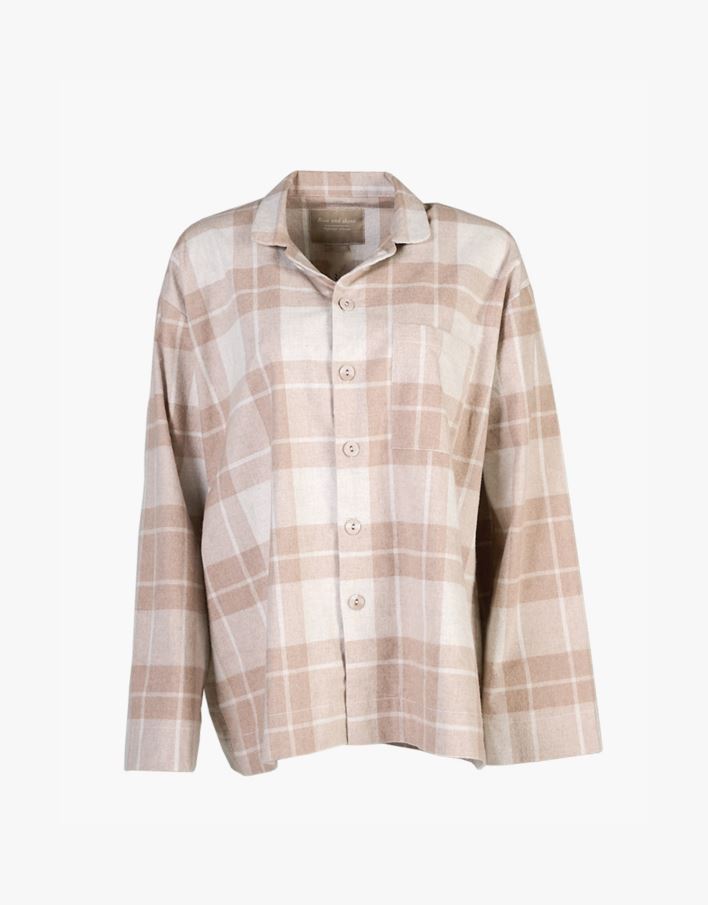 Lõngavärvitud flanellist pidžaamapluus sand - one size sand - 1