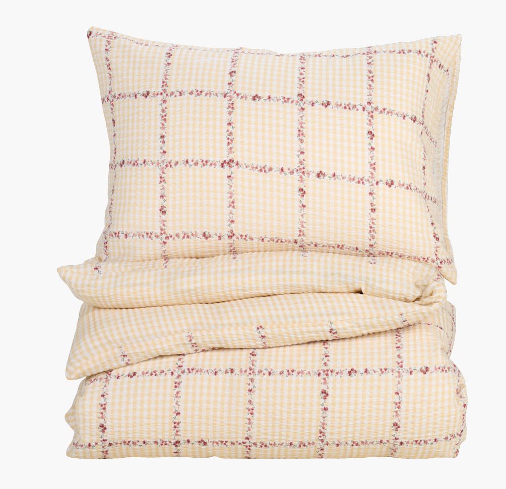 Voodipesukomplekt krepp-puuvillane mitmevärviline/kollane - 150x210 cm mitmevärviline/kollane - 1