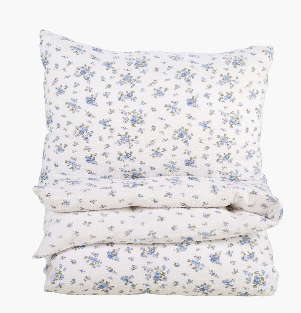 Voodipesukomplekt krepp-puuvillane sinine - 150x210 cm sinine - 1