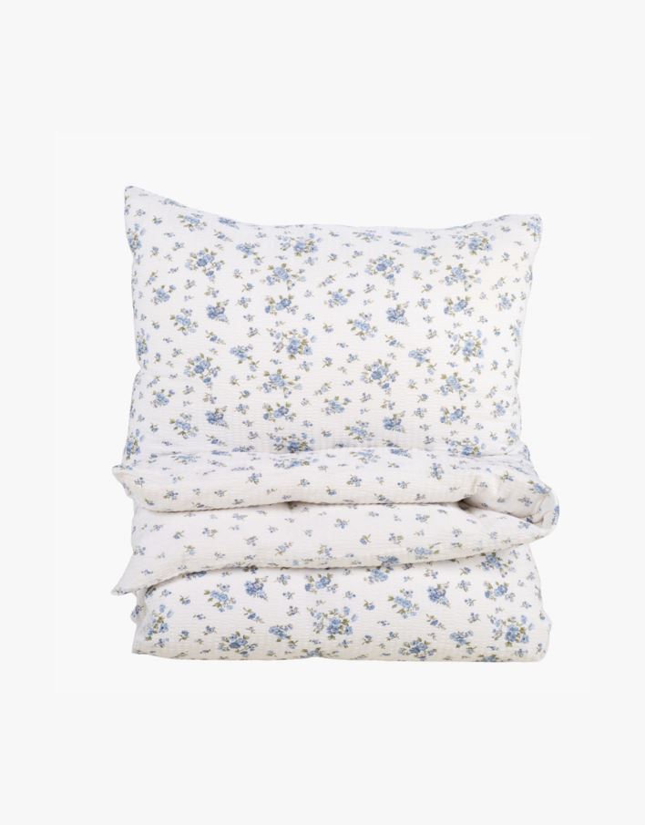 Voodipesukomplekt krepp-puuvillane sinine - 150x210 cm sinine - 1