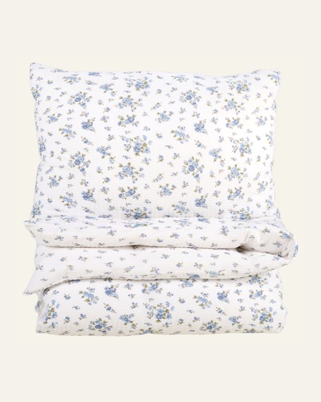 Voodipesukomplekt krepp-puuvillane sinine - 230x220 cm sinine - 1