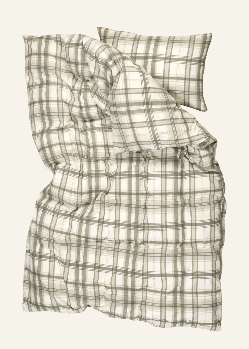 Flanell voodipesukomplekt mitmevärviline/roheline - 2