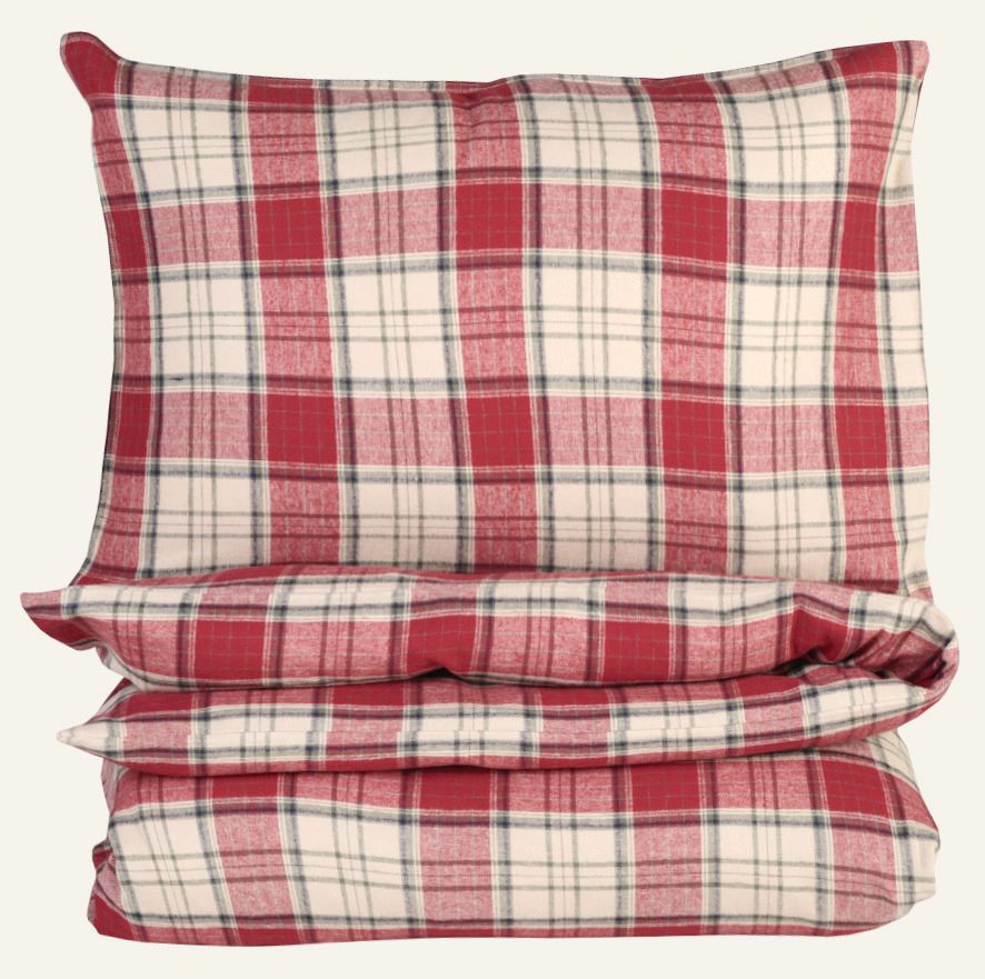 Voodipesukomplekt lõimvärvitud flanell mitmevärviline/punane - 230x220 cm mitmevärviline/punane - 1