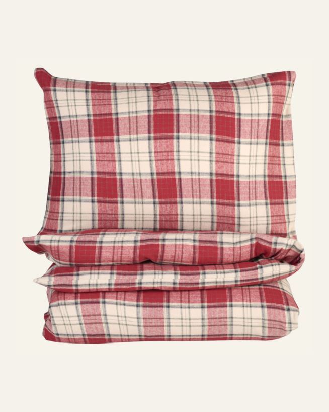 Voodipesukomplekt lõimvärvitud flanell mitmevärviline/punane - 230x220 cm mitmevärviline/punane - 1