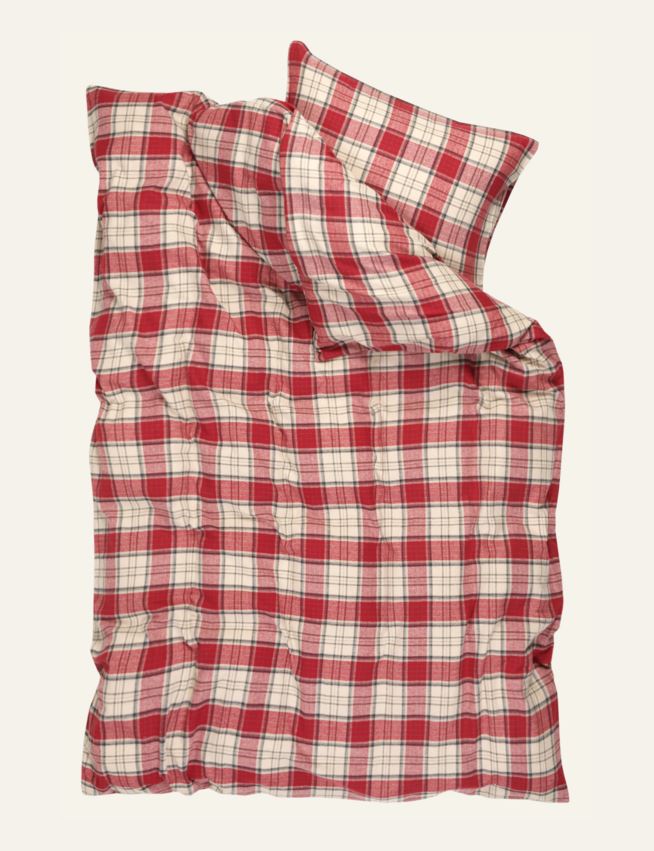 Voodipesukomplekt lõimvärvitud flanell mitmevärviline/punane - 4