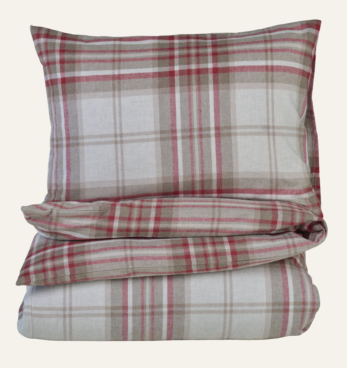 Voodipesukomplekt lõimvärvitud flanell punane - 150x210 cm/50x60 cm punane - 1