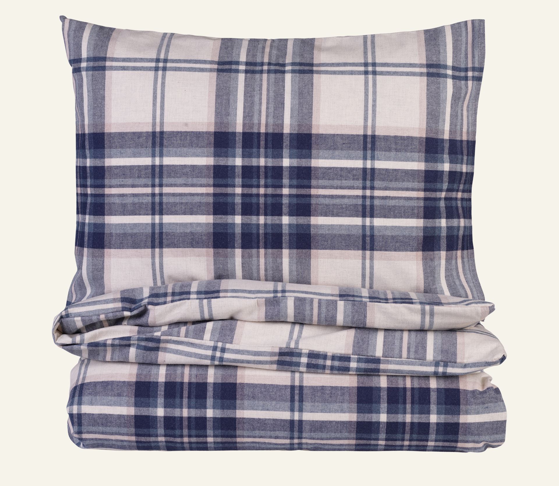 Voodipesukomplekt lõimvärvitud flanell tumesinine - 150x210 cm/50x60 cm tumesinine - 1