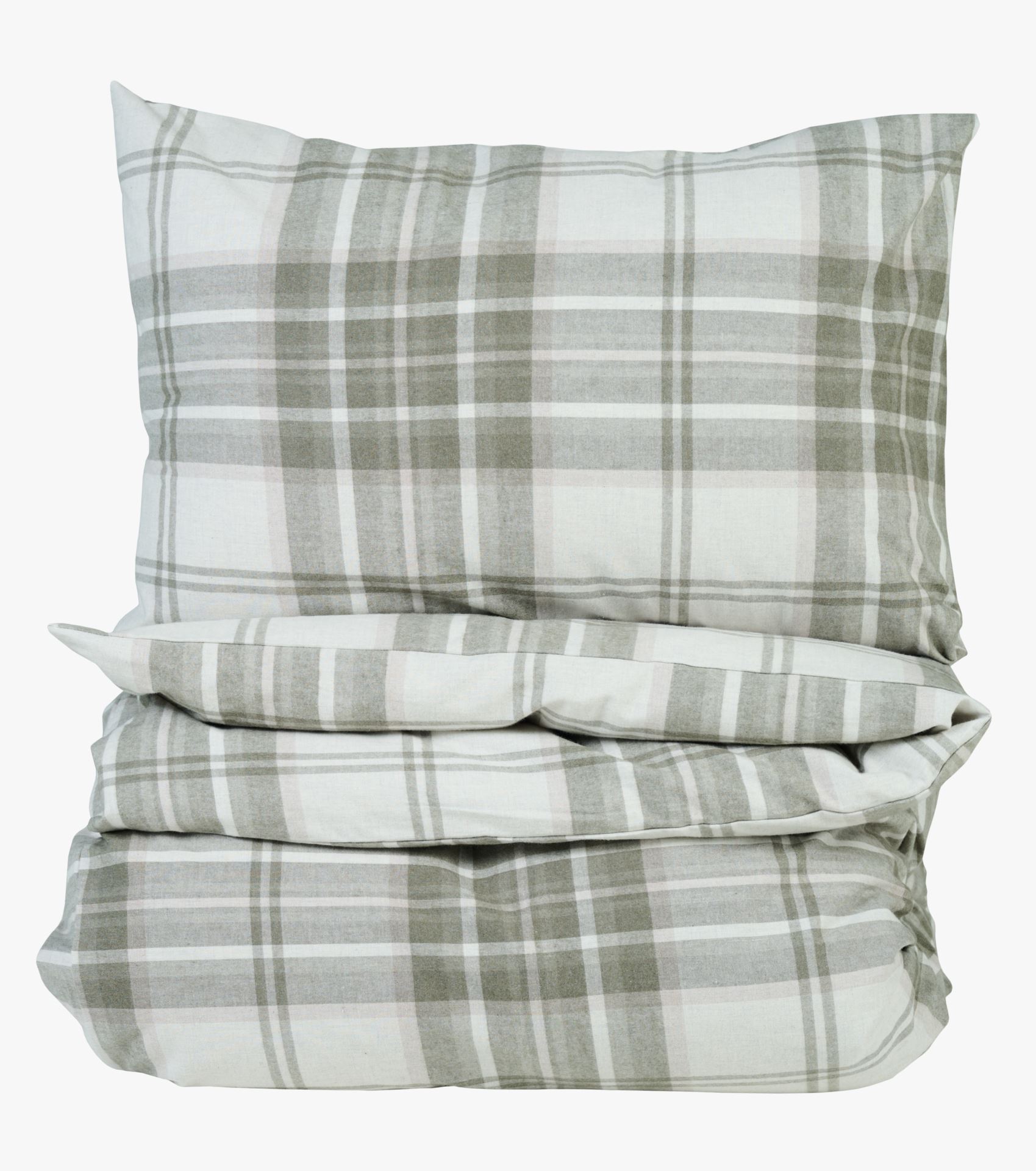 Voodipesukomplekt lõimvärvitud flanell oliiviroheline - 150x210 cm oliiviroheline - 1