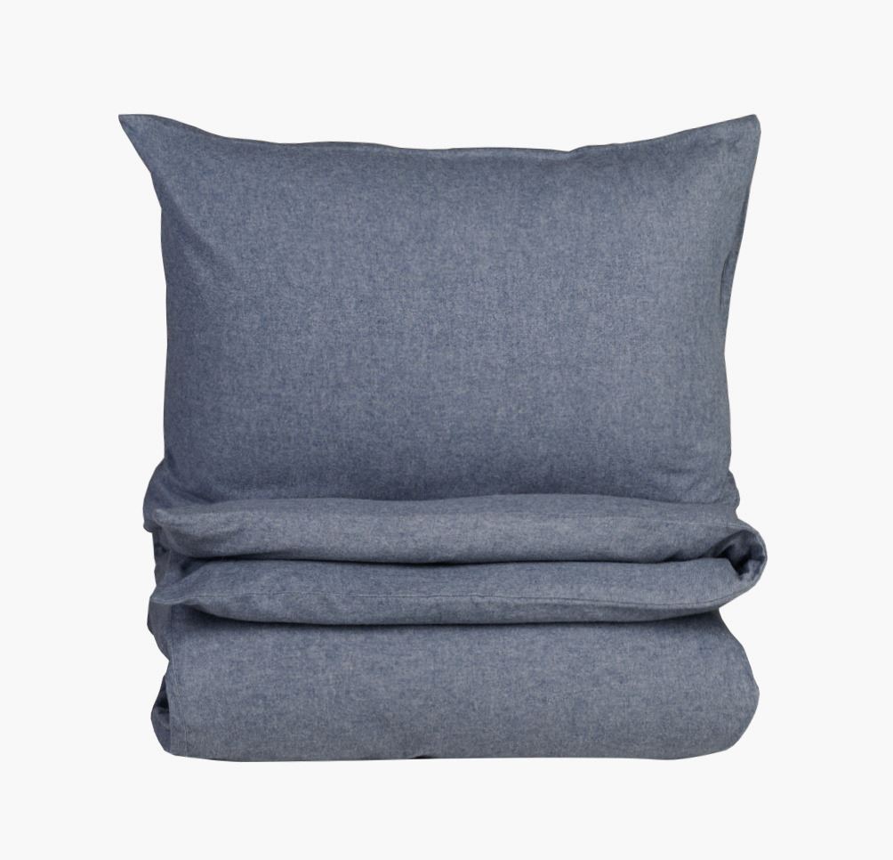 Voodipesukomplekt lõimvärvitud flanell sinakashall - 150x210+50x60 cm sinakashall - 1