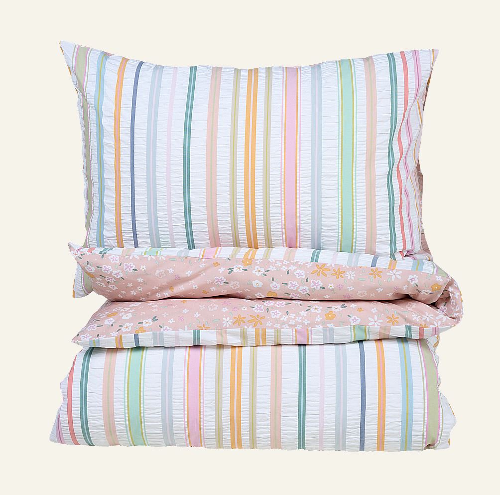 Voodipesukomplekt krepp-puuvillane mitmevärviline - 150x210+50x60 cm mitmevärviline - 1