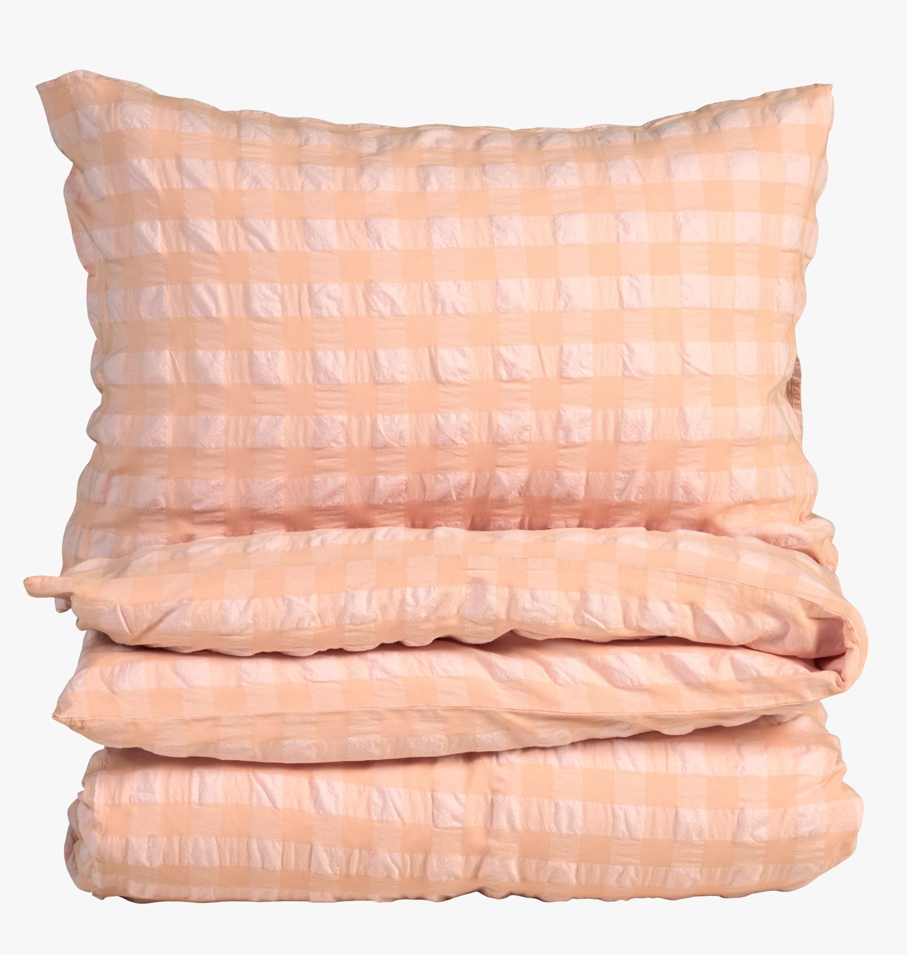 Voodipesukomplekt lõimvärvitud krepp-puuvill korall - 150x210+50x60 cm korall - 1