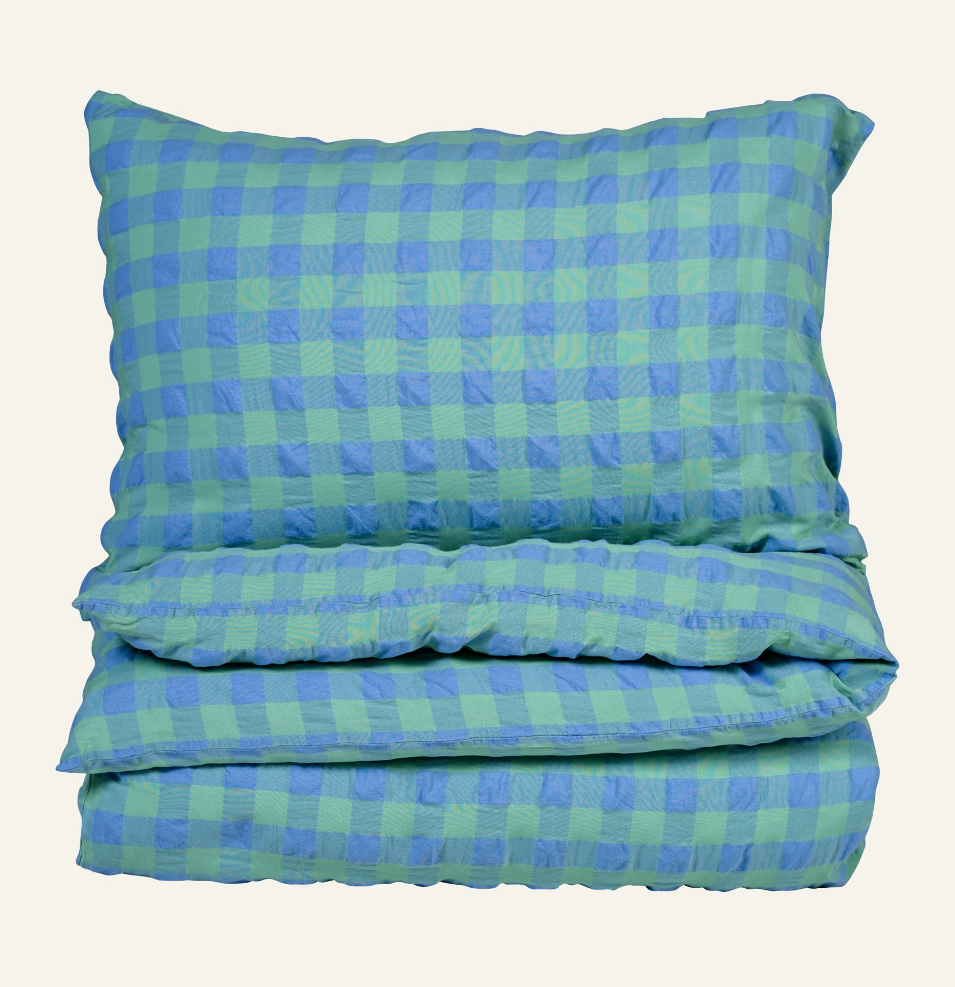 Voodipesukomplekt lõimvärvitud krepp-puuvill roheline - 150x210+50x60 cm roheline - 1