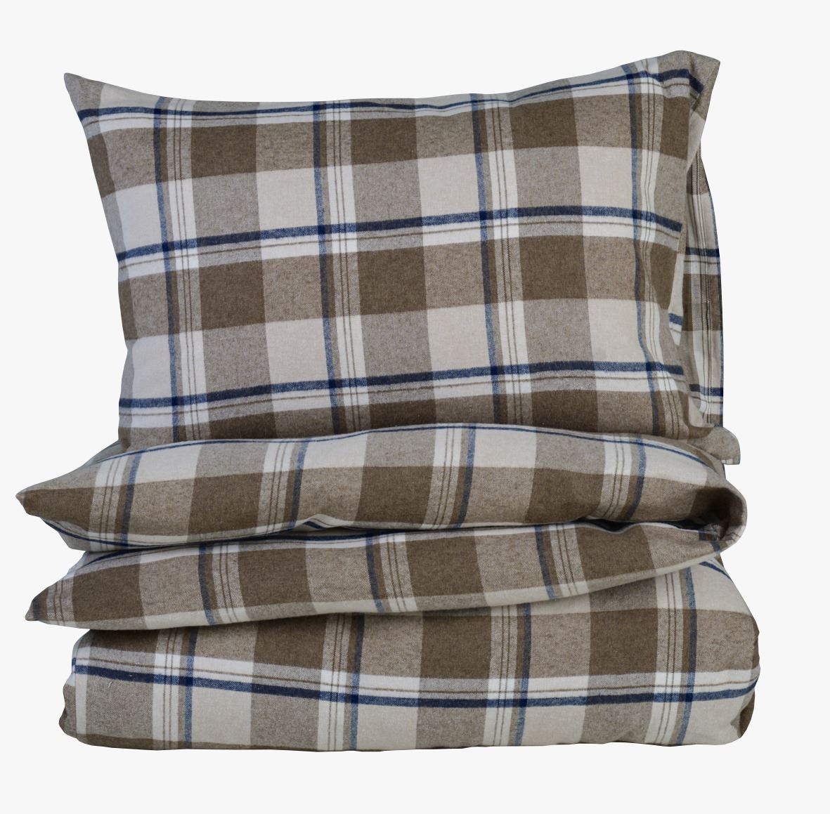 Voodipesukomplekt lõimvärvitud flanell mitmevärviline/pruun - 230x220 cm mitmevärviline/pruun - 1