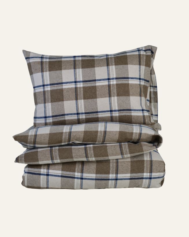 Voodipesukomplekt lõimvärvitud flanell mitmevärviline/pruun - 150x210 cm mitmevärviline/pruun - 1