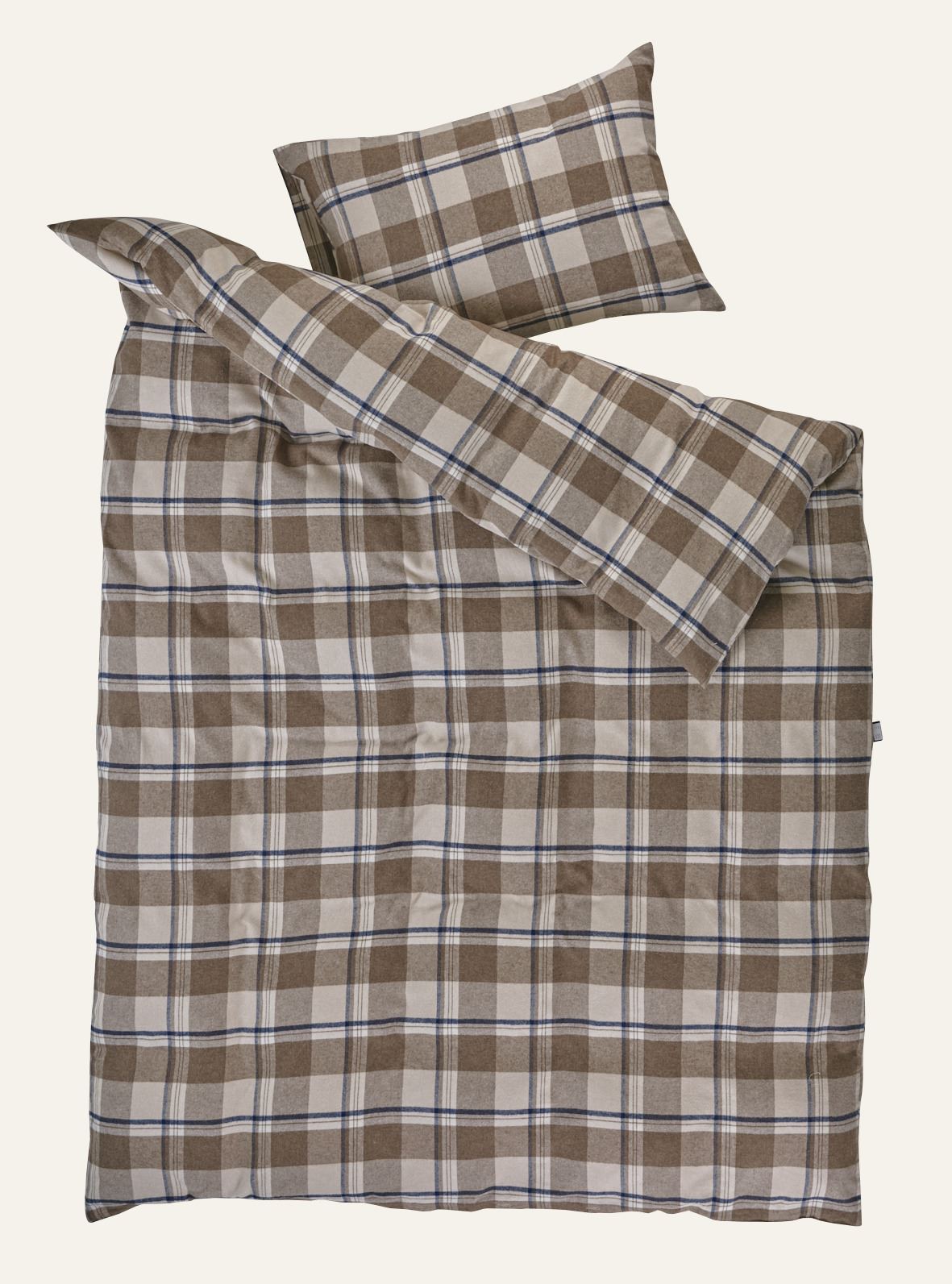Voodipesukomplekt lõimvärvitud flanell mitmevärviline/pruun - 2