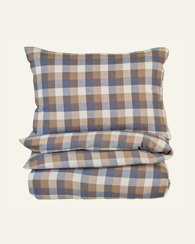 Voodipesukomplekt lõimvärvitud flanell mitmevärviline/pruun - 230x220 cm mitmevärviline/pruun - 1