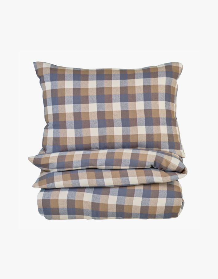 Voodipesukomplekt lõimvärvitud flanell mitmevärviline/pruun - 230x220 cm mitmevärviline/pruun - 1