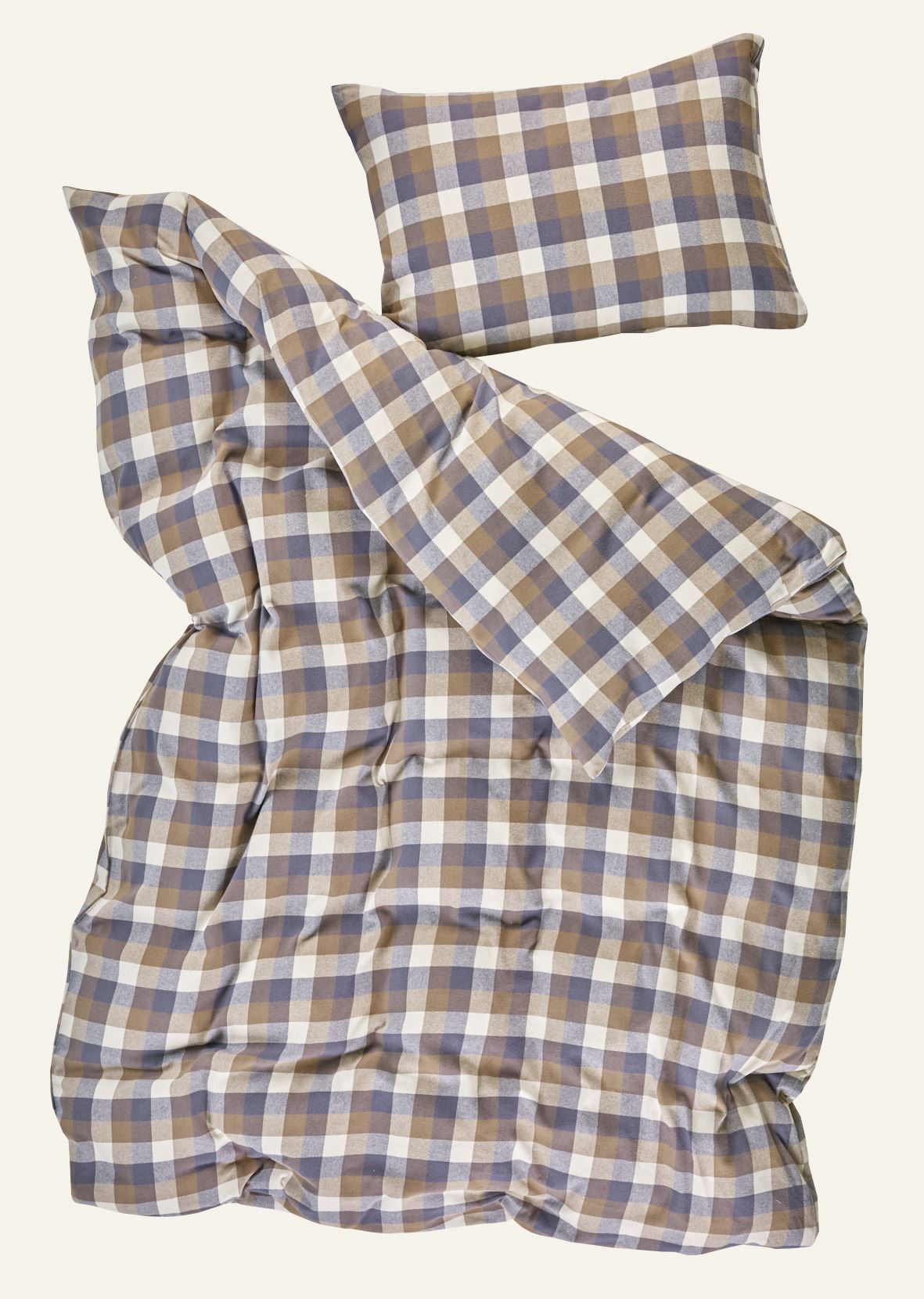 Voodipesukomplekt lõimvärvitud flanell mitmevärviline/pruun - 2