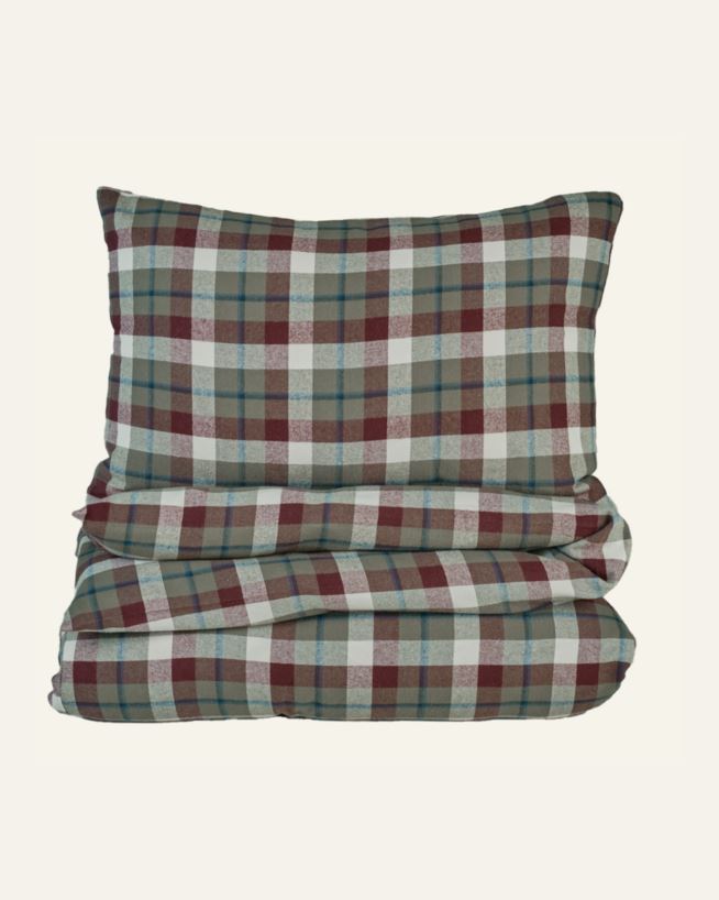 Voodipesukomplekt lõimvärvitud flanell mitmevärviline/roheline - 150x210 cm mitmevärviline/roheline - 1