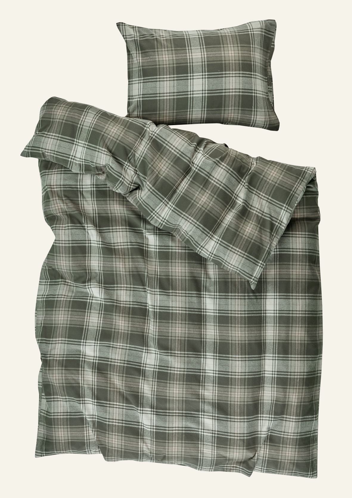 Voodipesukomplekt lõimvärvitud flanell mitmevärviline/roheline - 3