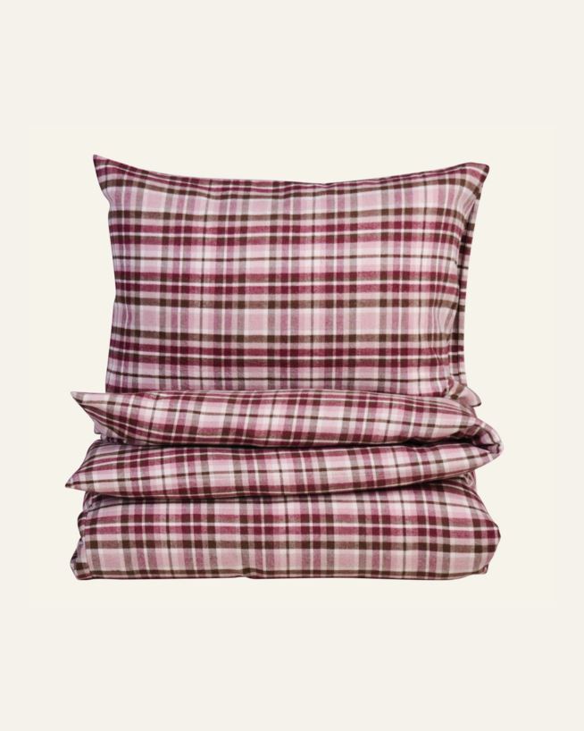 Voodipesukomplekt lõimvärvitud flanell mitmevärviline/roosa - 230x220 cm mitmevärviline/roosa - 1