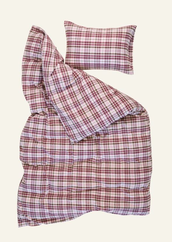 Voodipesukomplekt lõimvärvitud flanell mitmevärviline/roosa - 7