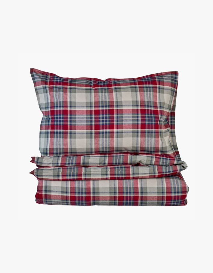 Voodipesukomplekt lõimvärvitud puuvill mitmevärviline/punane - 150x210 cm mitmevärviline/punane - 1