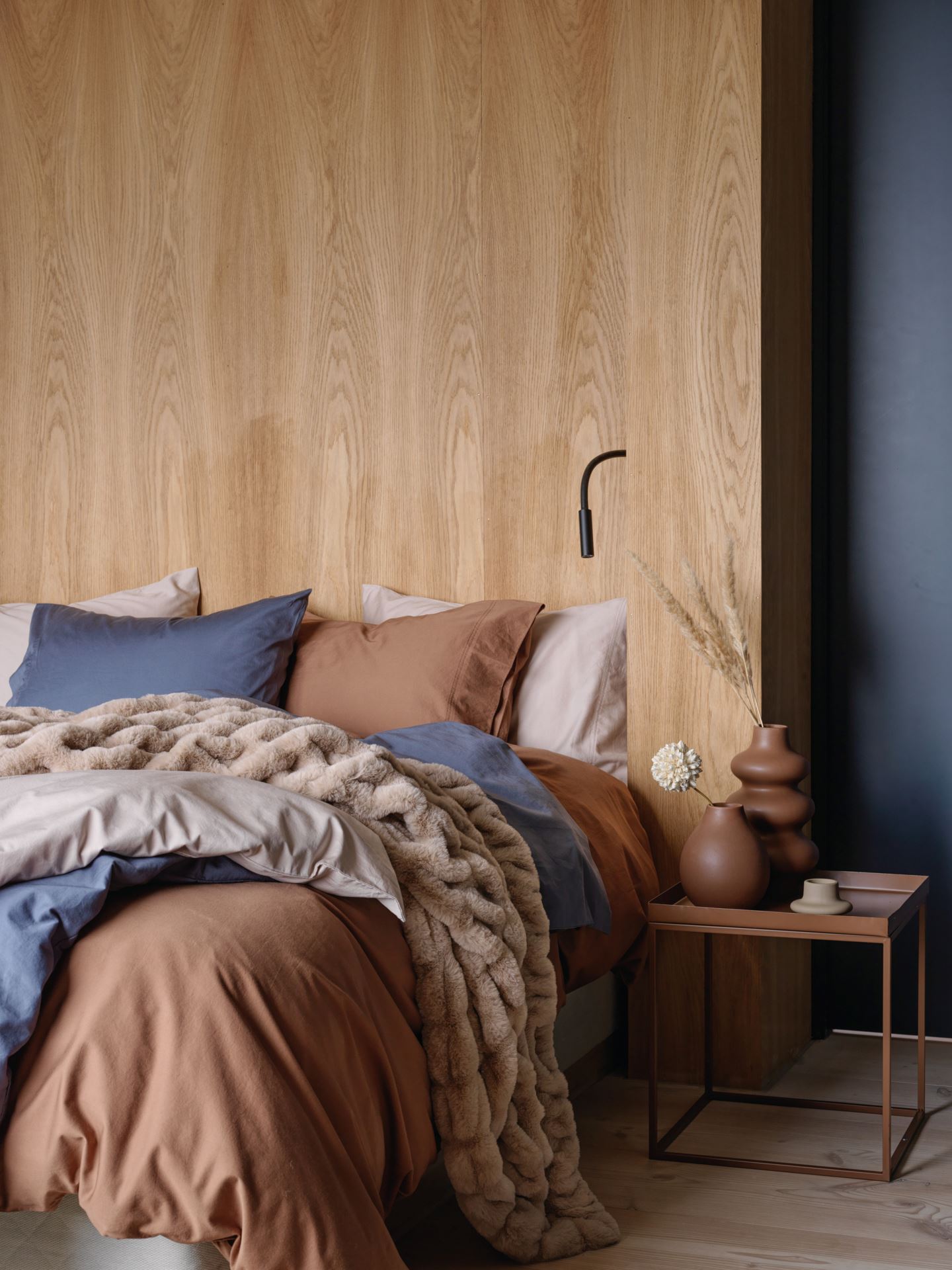 Voodipesukomplekt satiinpuuvillane udusinine - 4