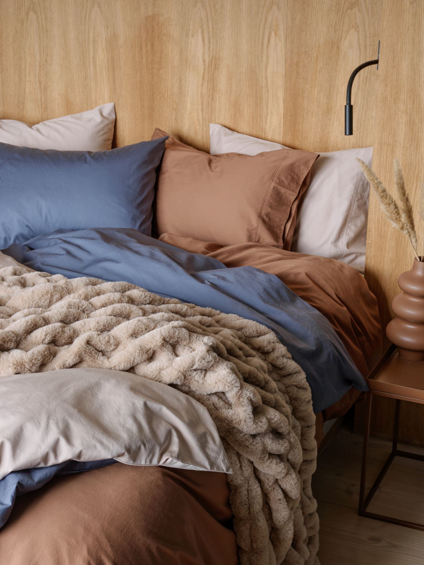 Voodipesukomplekt satiinpuuvillane udusinine - 3