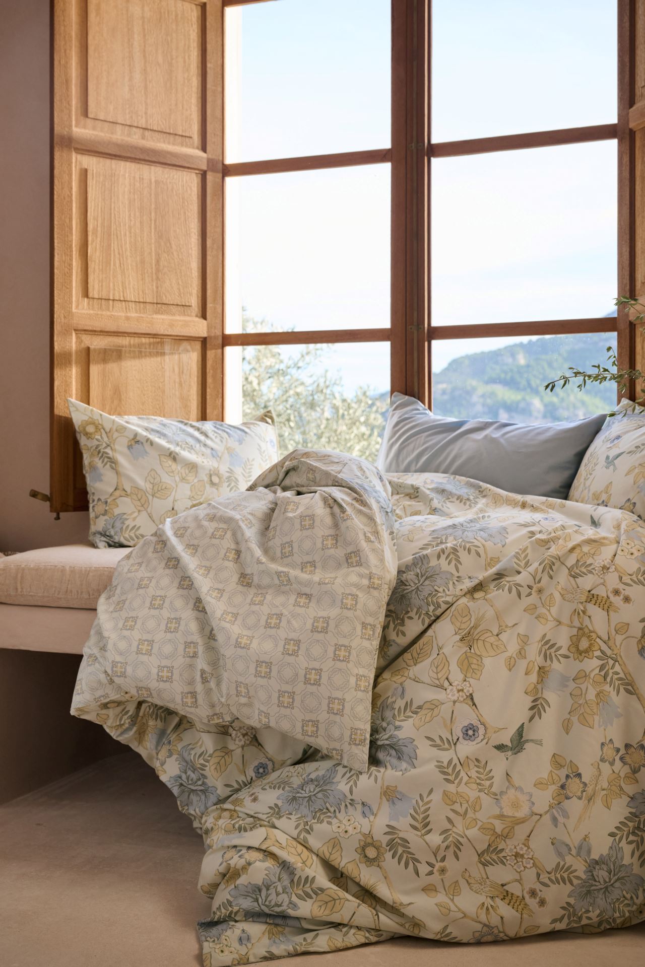 Voodipesukomplekt satiinpuuvillane mitmevärviline/roheline - 5